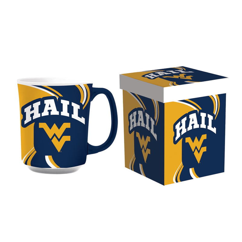Evergreen Home Accents,West Virginia University, 14oz  Ceramic with Matching Box,2.28x3.74x4.4 Inches