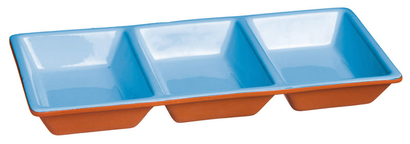 Blue Dipped Terra Cotta 3 Section Server,3sc34102