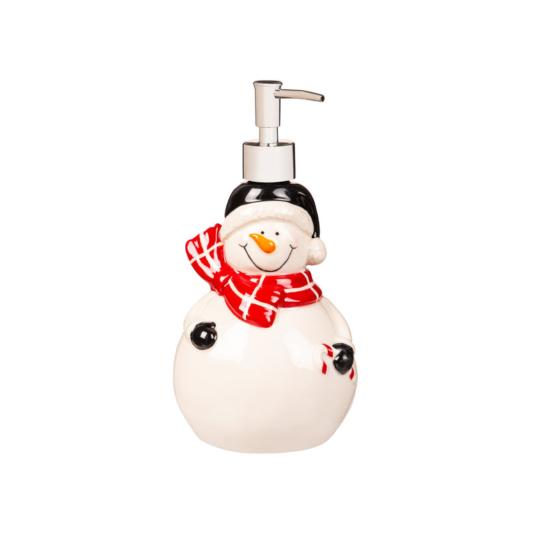 Ceramic Soap Dispenser with Scrubber Holder, Snowman,3sdc003