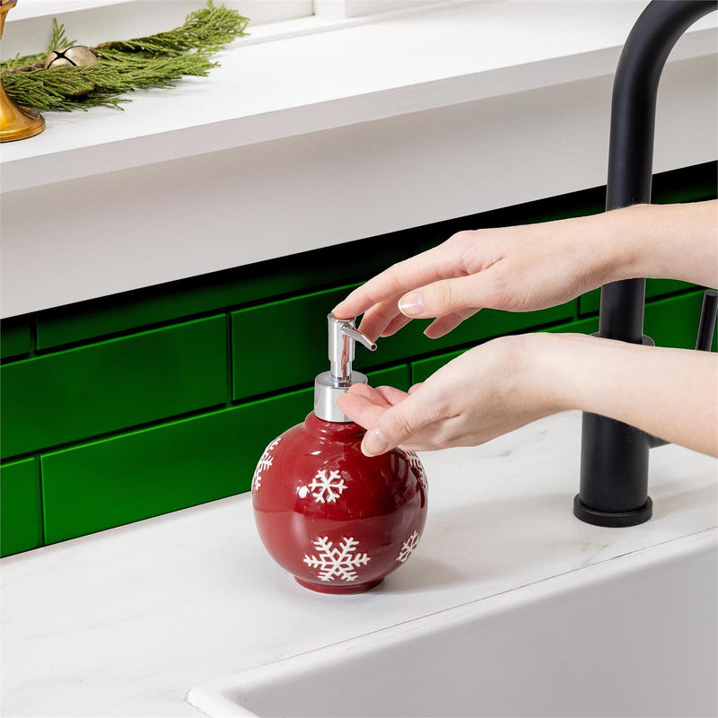 Joyful Traditions Soap Dispenser Ceramic Ornament with Snowflakes