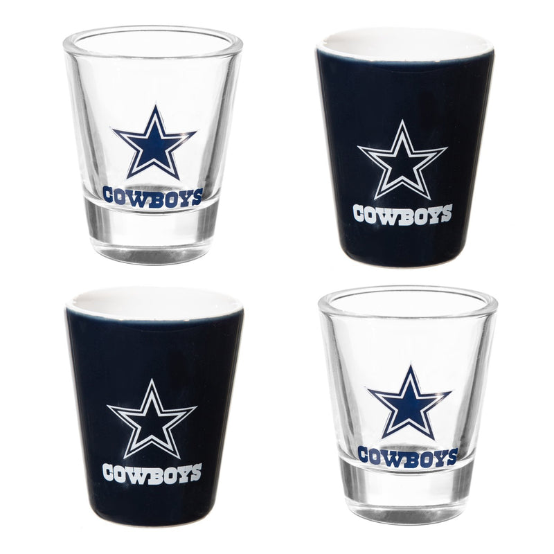 4-Piece Ceramic and Glass 2oz. Cup Set, Dallas Cowboys,3sg3808cgs