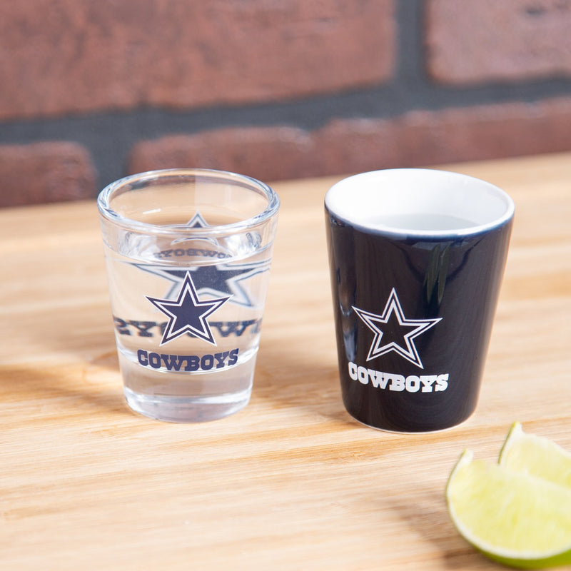 4-Piece Ceramic and Glass 2oz. Cup Set, Dallas Cowboys,3sg3808cgs