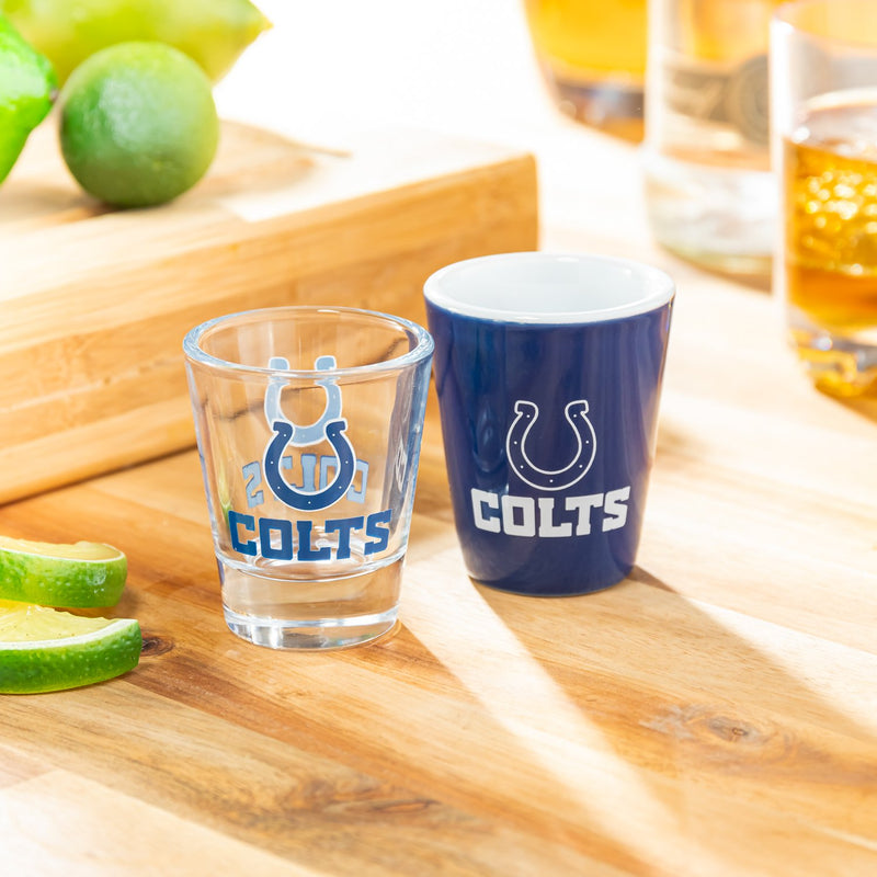 4-Piece Ceramic and Glass 2oz. Cup Set, Indianapolis Colts,3sg3813cgs