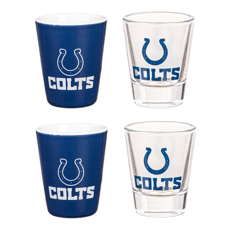 4-Piece Ceramic and Glass 2oz. Cup Set, Indianapolis Colts,3sg3813cgs