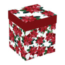 Holiday Poinsettia Wine Glass Stemless Glass, Poinsettia Bliss, 17oz, Gift Box