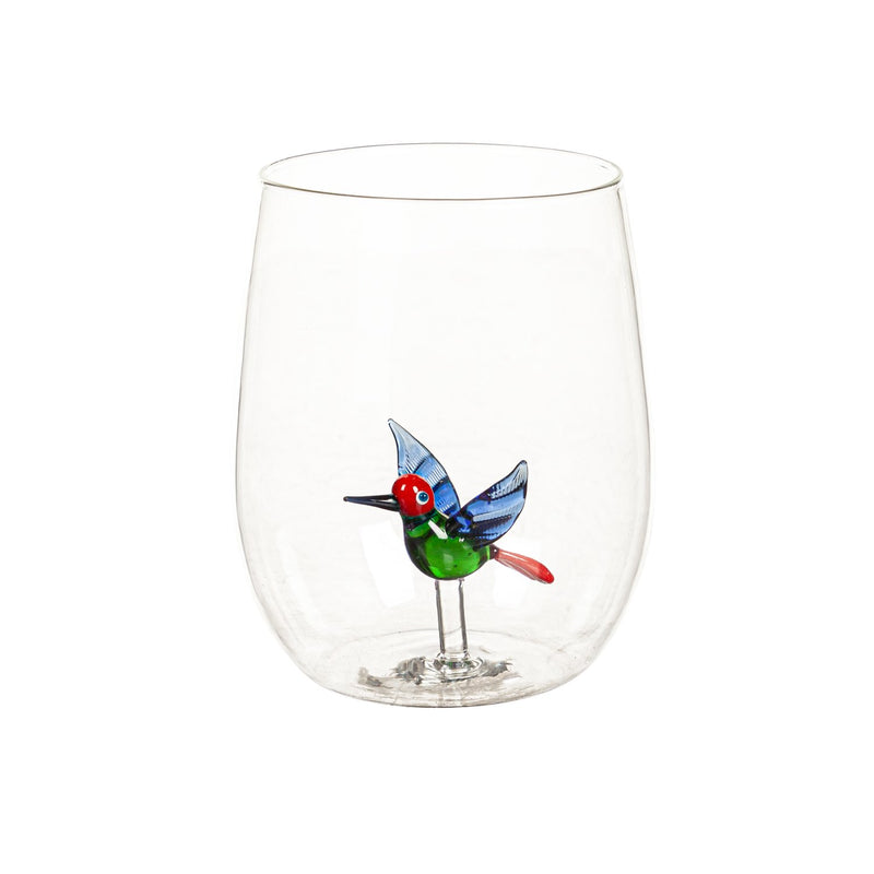 17oz. Stemless Figurine Glass w/ Gift Box, Hummingbird,3sl1075