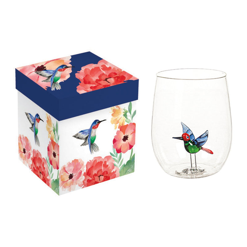 17oz. Stemless Figurine Glass w/ Gift Box, Hummingbird,3sl1075