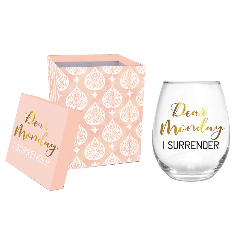 Stemless Wine Glass w/box, Dear Monday, 17 oz.,3sl194