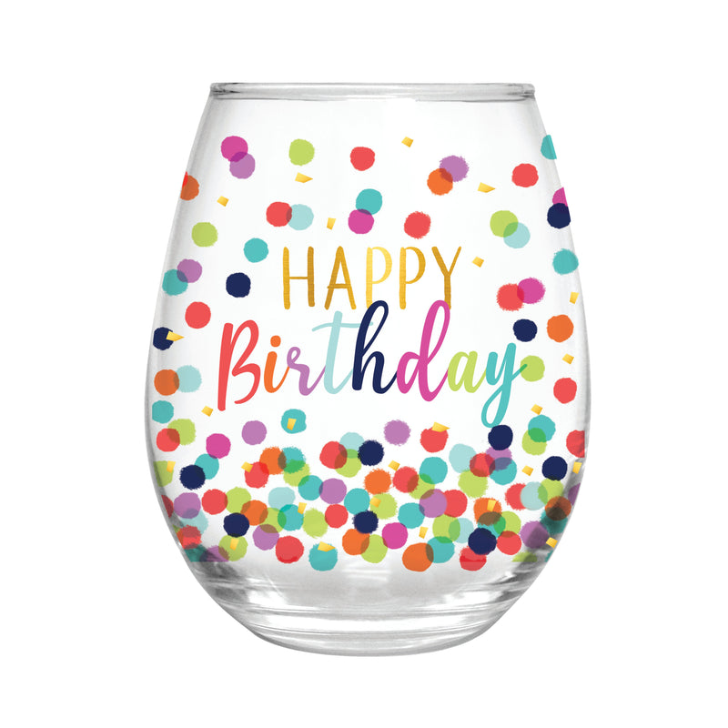 17 OZ Stemless Glass w/Box, Happy Birthday,3sl2344