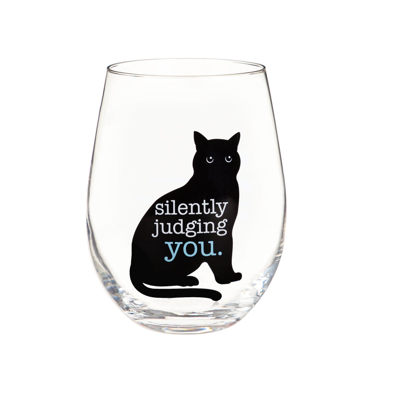 17 OZ Stemless Glass w/Box, Silently Judging You,3sl239a