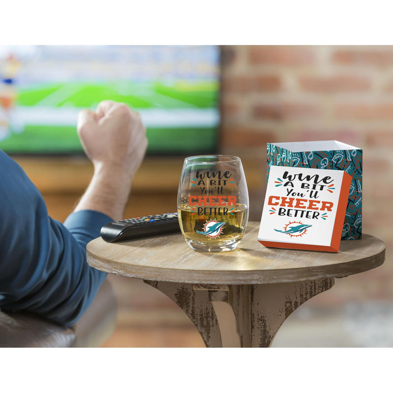 Miami Dolphins, 17oz Boxed Stemless Wine