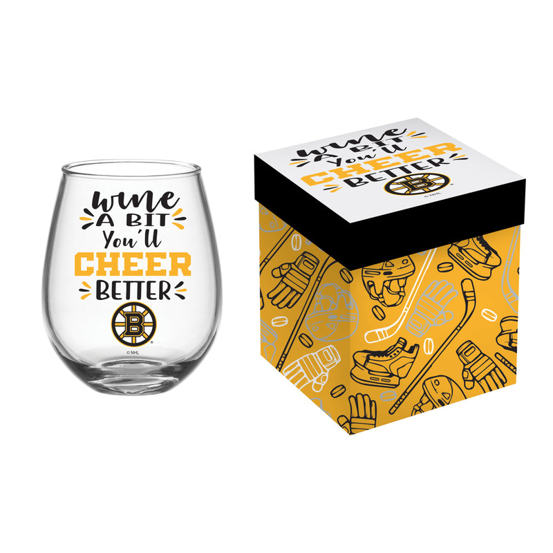 Stemless Glass with Matching Gift Box, Boston Bruins,3sl4351