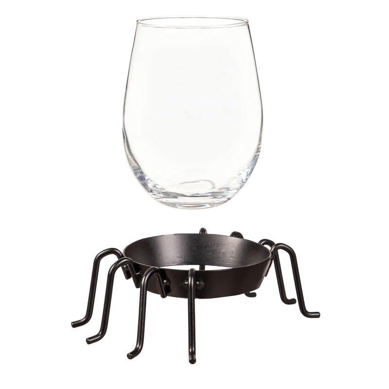 17oz Stemless Glass w/ Spider Cup Holder and Gift Box, Keep the Candy I'll Take the Wine,3sl623