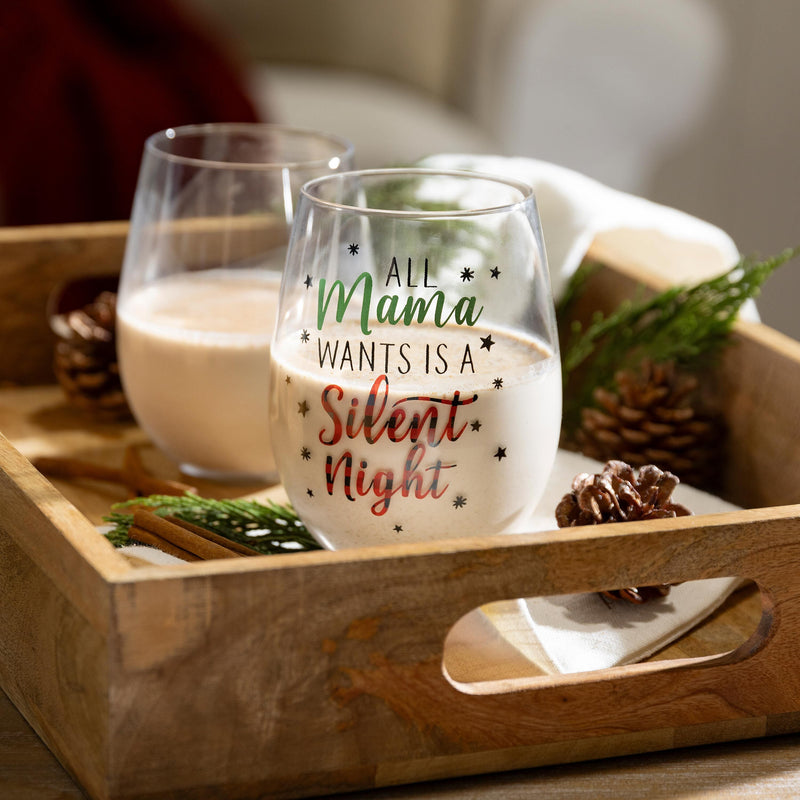 17oz Stemless Glass w/ Gift Box, All Mama Wants Is A Silent Night,3sl624