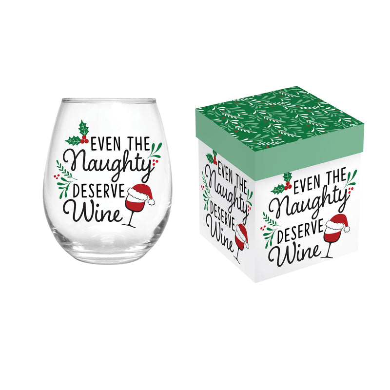 17oz Stemless Glass w/ Gift Box, Even The Naughty Deserve Wine,3sl626