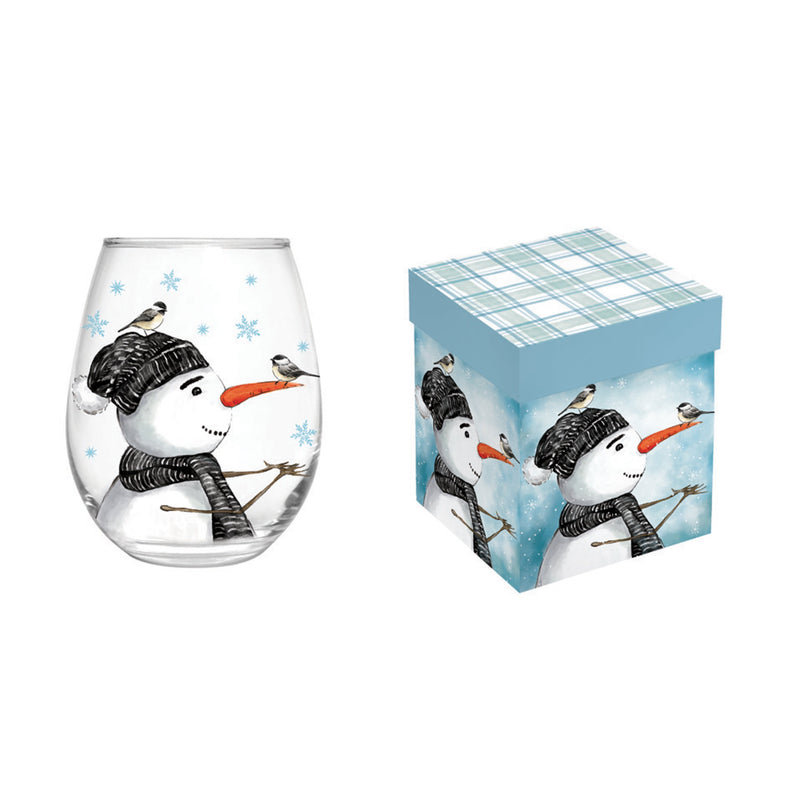 Stemless Glass w/ Box, 17oz, Winter Frost Snowman,3sl9900