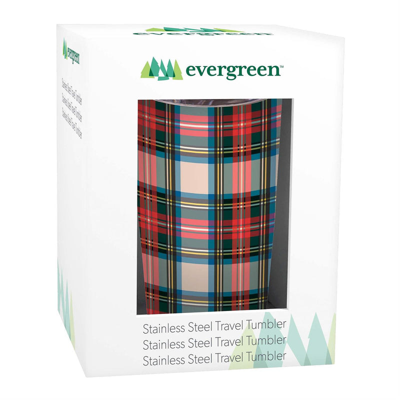 Joyful Traditions Tumbler Stainless-Steel, Holiday Plaid, 20oz, Gift Box