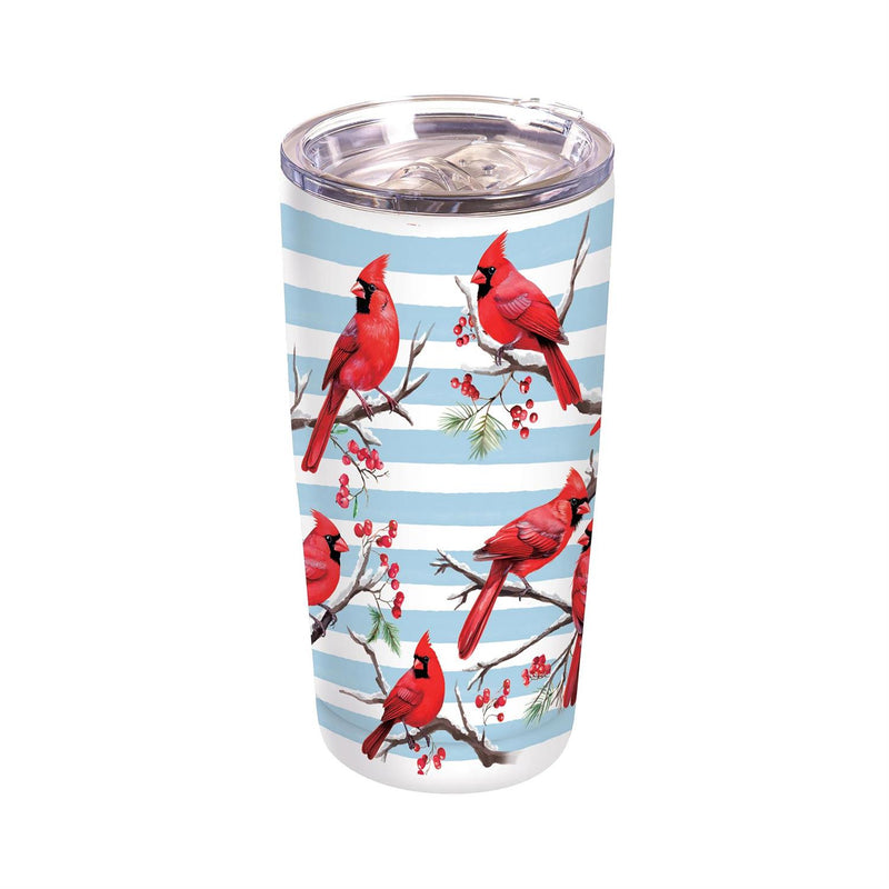 Holiday Poinsettia Tumbler Stainless-Steel, Winter Cardinals, 20oz, Gift Box