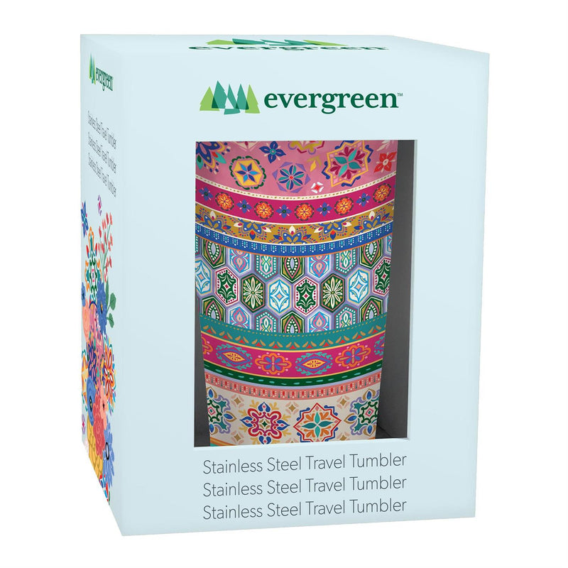 Geometric Tapestry Stripes Double Wall Stainless Steel Tumbler, 20oz, Gift Box