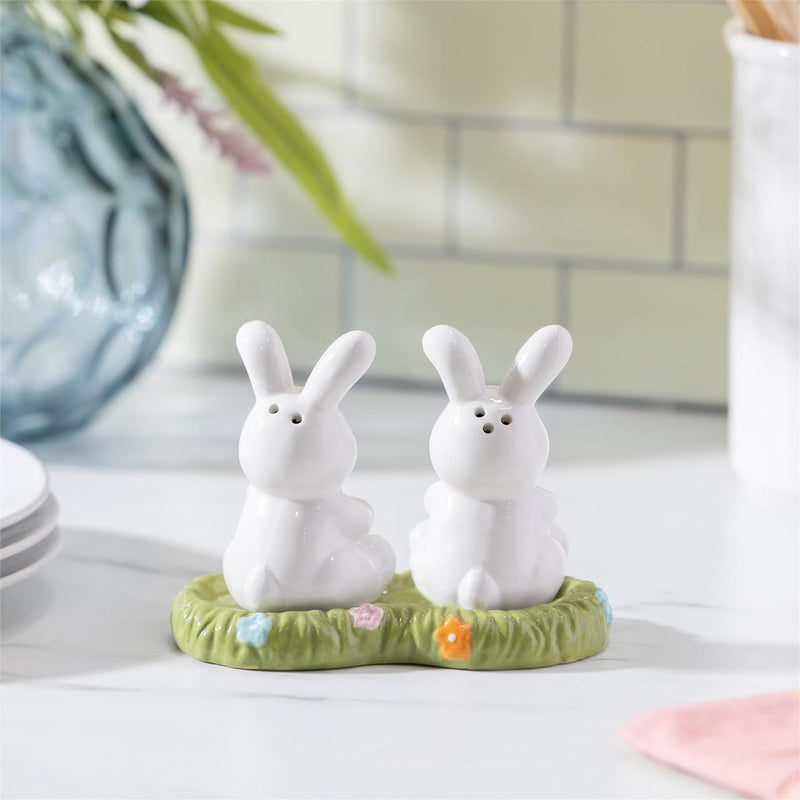 Easter Bunny Scene Ceramic Salt and Pepper Set