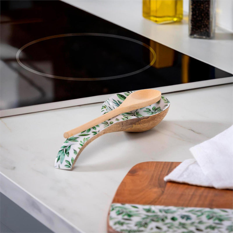 Olive Oasis Wood Spoon Rest, 10.25"L