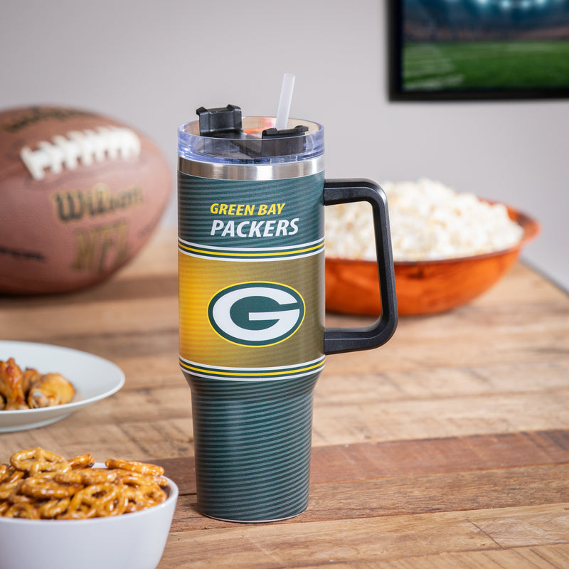 40oz Stainless Steel Mega Cup w/ Straw, Green Bay Packers,3ss3811cc