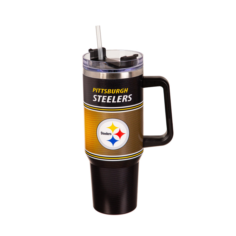 40oz Stainless Steel Mega Cup w/ Straw, Pittsburgh Steelers,3ss3824cc