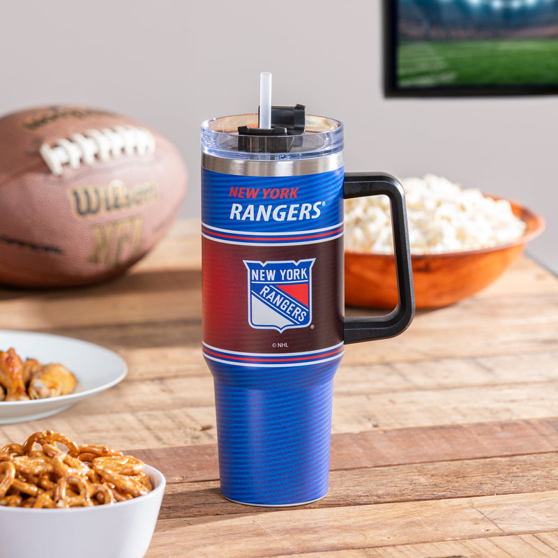 40oz Stainless Steel Mega Cup w/ Straw, New York Rangers,3ss4368cc