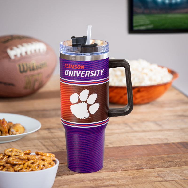 40oz Stainless Steel Mega Cup w/ Straw, Clemson University,3ss912cc