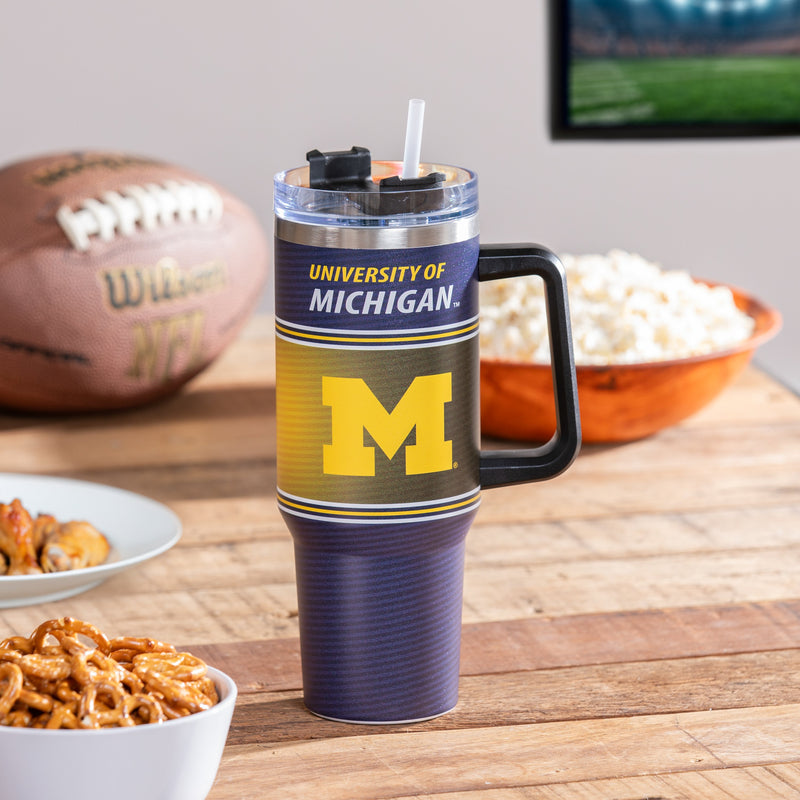 40oz Stainless Steel Mega Cup w/ Straw, University Of Michigan,3ss920cc