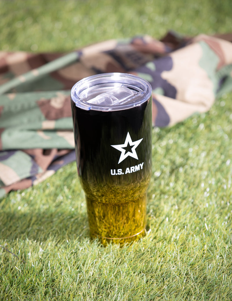 32oz Tumbler w/ Lid, Electroplated Stainless Steel, US Army,3ssh5063t