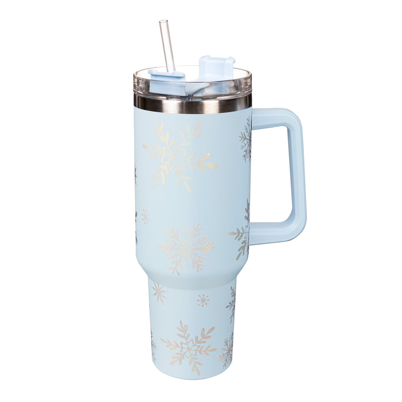 40oz Stainless Steel Canyon Cup w/ Straw, Snowflakes,3sshd027