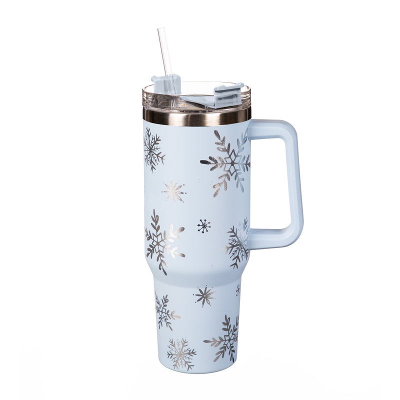 40oz Stainless Steel Canyon Cup w/ Straw, Snowflakes,3sshd027