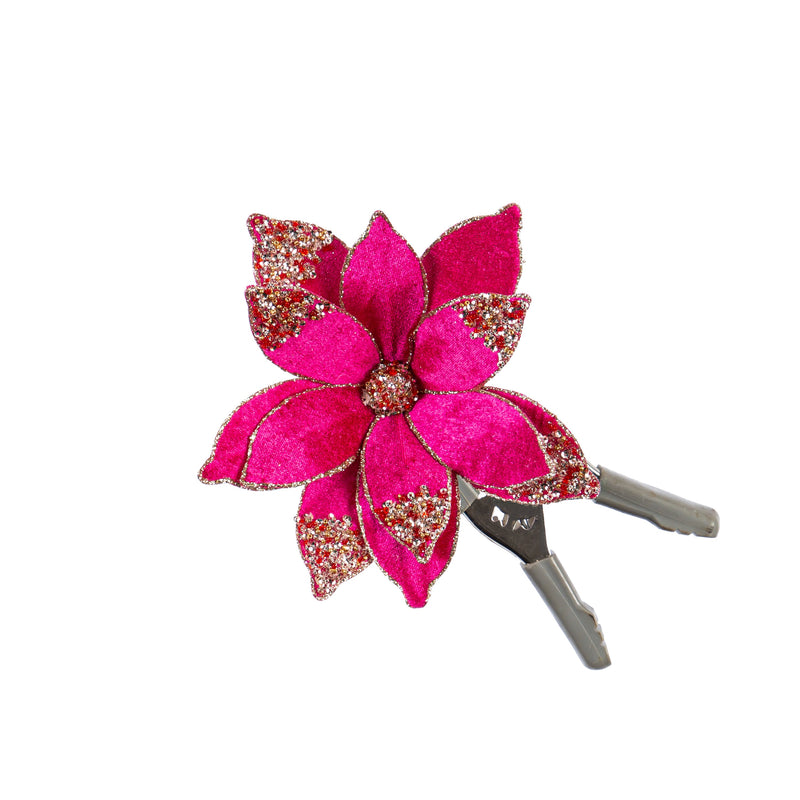 Glittered Velvet Flower Clips,3sy161