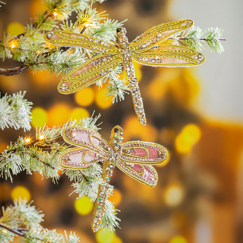 Season to Sparkle Ornament Dragonfly Fabric Tree Clip, 9"L