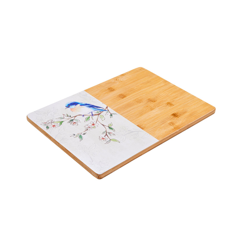 14" Wood Cutting Board with Enamel Design, Birds in Blooms,3wcb9863