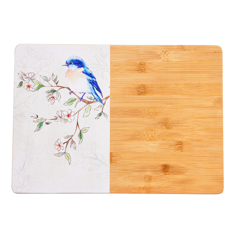 14" Wood Cutting Board with Enamel Design, Birds in Blooms,3wcb9863