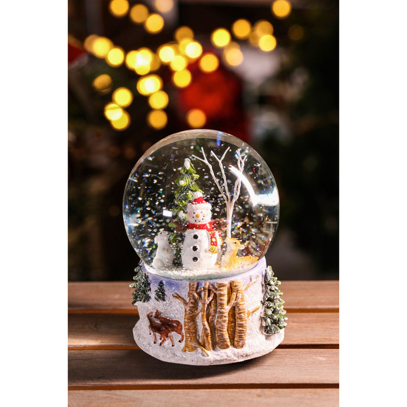 Musical Polyresin Water Globe with Snowman Icon,3wgl192