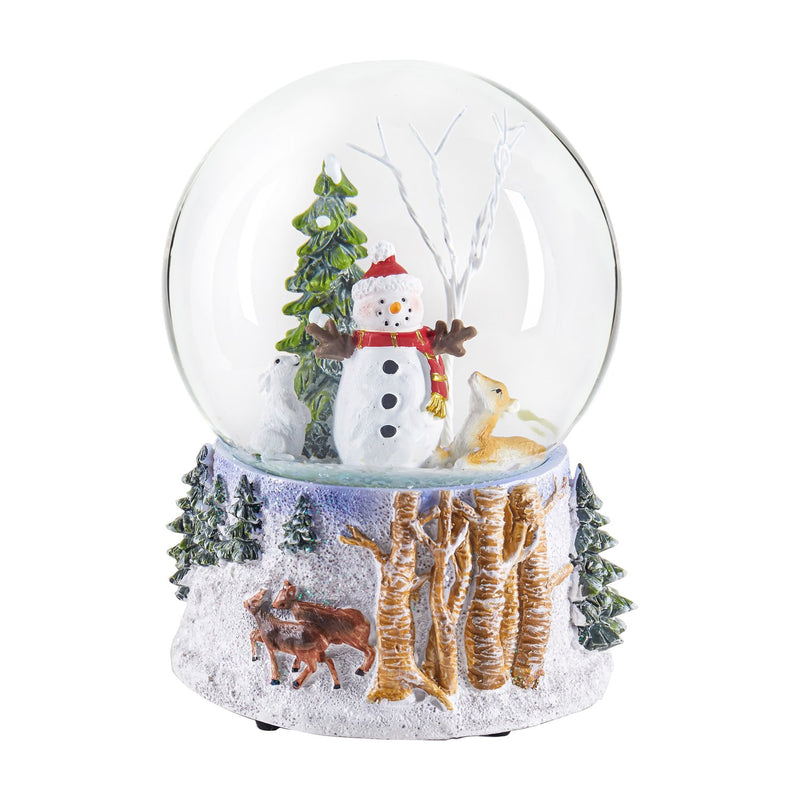 Musical Polyresin Water Globe with Snowman Icon,3wgl192