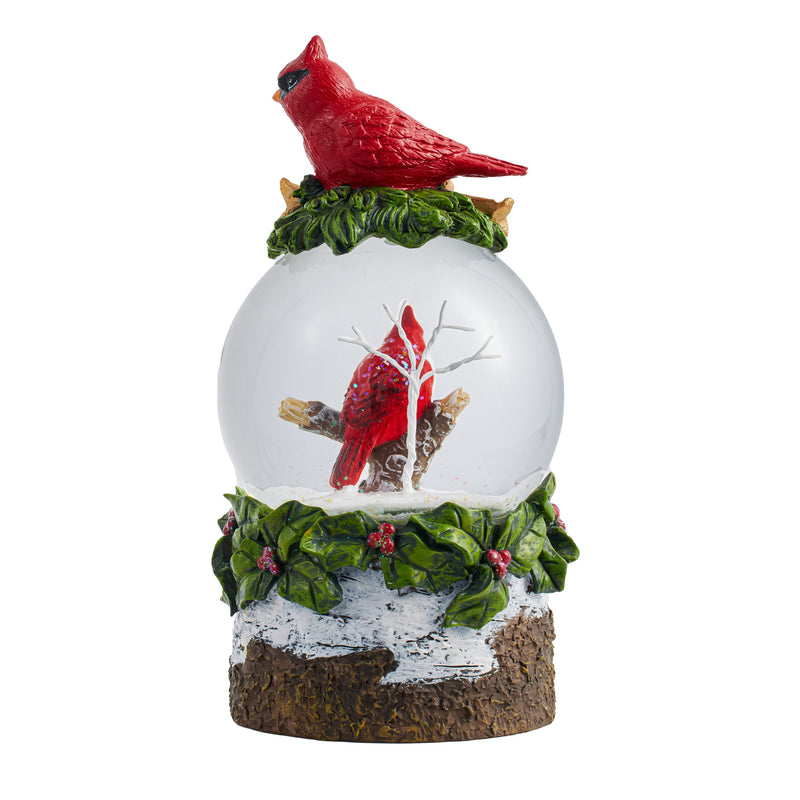 7.5" Resin Cardinal Water Globe,3wgl238