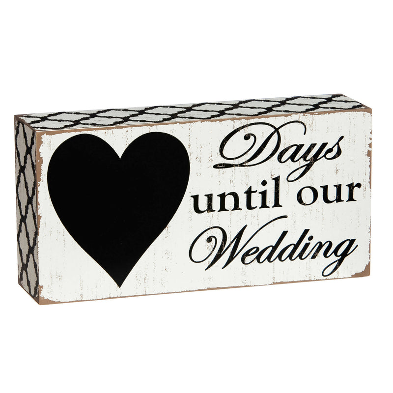 Evergreen Home Accents,Days Until Our Wedding Chalkboard Plock,3.9x2x7.9 Inches