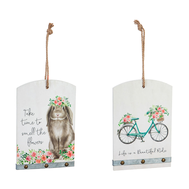 Wooden Wall Décor, 2 Asst: Bicycle, Rabbit,3wp809