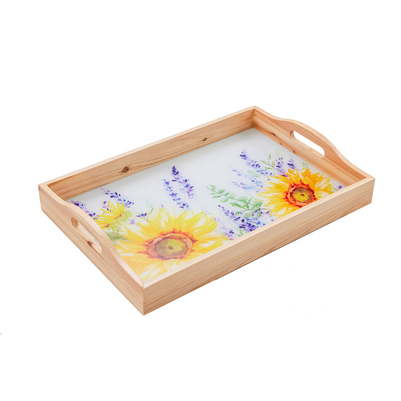 20.75" Rectangle Wood Serving Tray, Lavender Fields,3wt9862