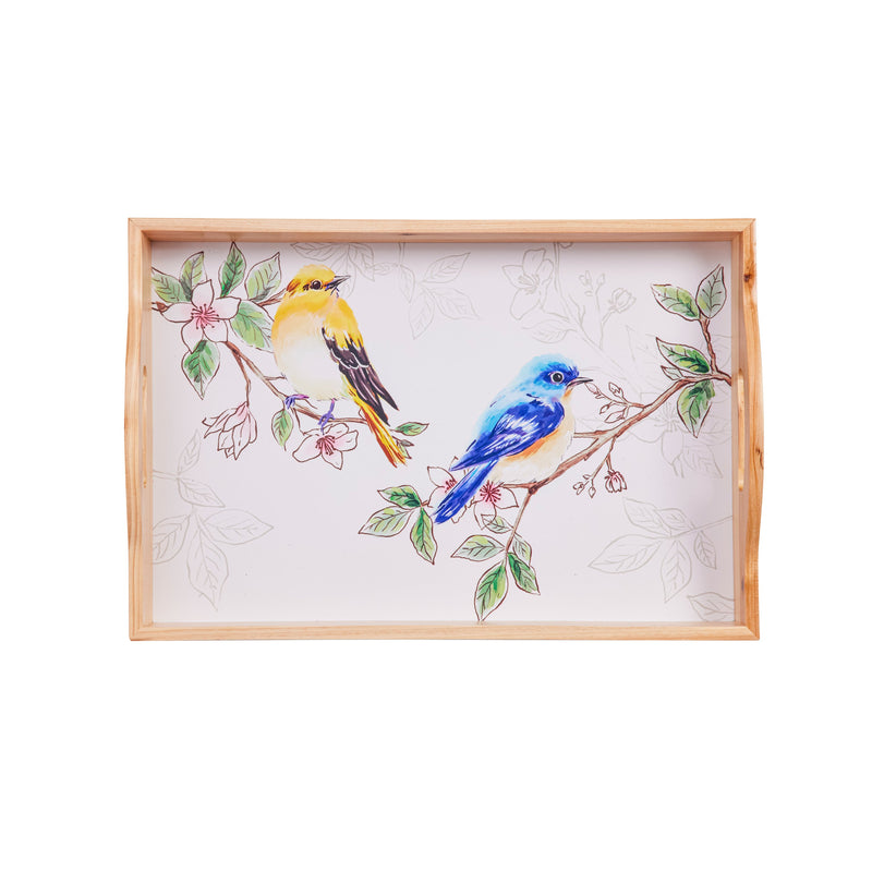 Nested Wood Serving Tray Set, Birds in Blooms,3wtn9863