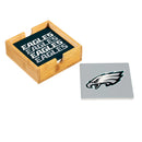 Philadelphia Eagles Ceramic Coasters Set, 4pcs with Wood Caddy