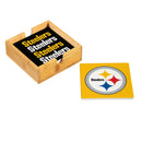 Pittsburgh Steelers Ceramic Coasters Set, 4pcs with Wood Caddy