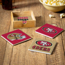 San Francisco 49ers Ceramic Coasters Set, 4pcs with Wood Caddy