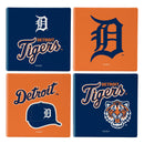 Detroit Tigers Ceramic Coasters Set, 4pcs with Wood Caddy