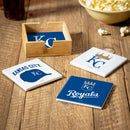 Kansas City Royals Ceramic Coasters Set, 4pcs with Wood Caddy