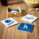 Los Angeles Dodgers Ceramic Coasters Set, 4pcs with Wood Caddy